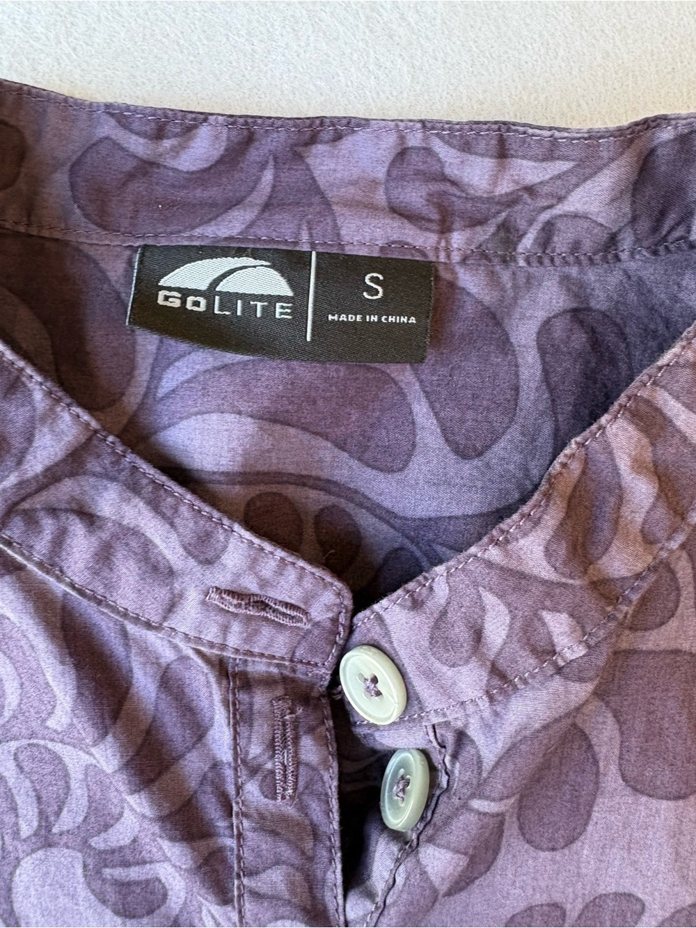 Women’s Golite Purple Patterned Blouse with button detail sz S 100% cotton - Picture 3 of 10